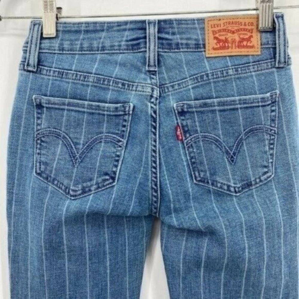 Levi's 535 Striped Super Skinny Low Rise Ankle Retro Stretch 25 Denim Jeans NWOT - Picture 5 of 8